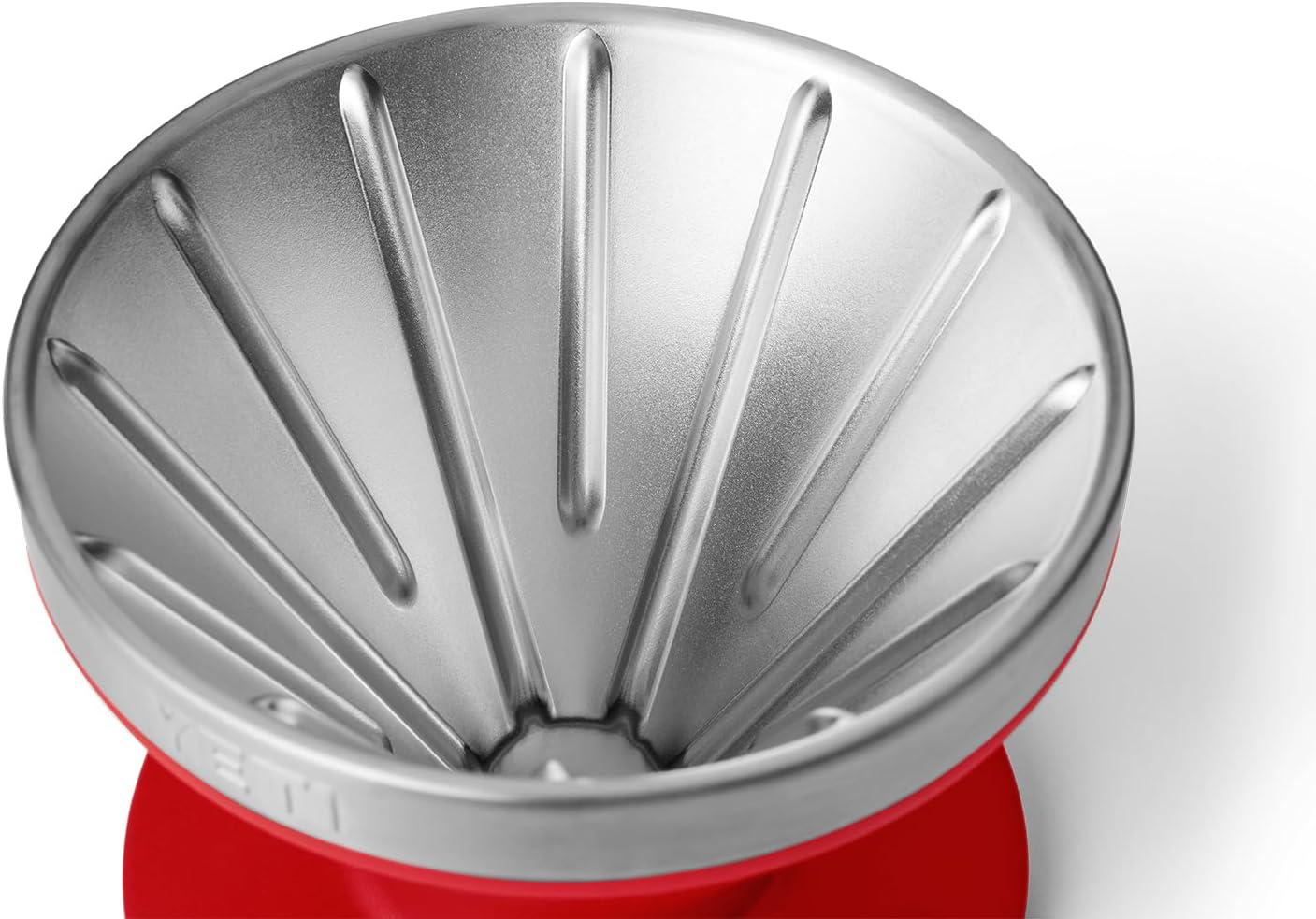 imageYETI Pour Over Coffee Maker Accessory Ramblers Designed for Perfect Coffee Extraction Anywhere Stainless Steel fits any V60 Filter Black Forest GreenRescue Red