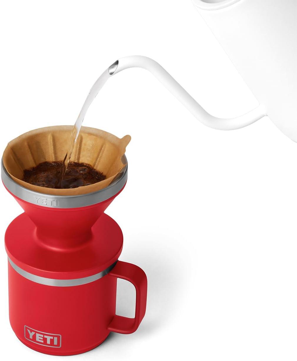 imageYETI Pour Over Coffee Maker Accessory Ramblers Designed for Perfect Coffee Extraction Anywhere Stainless Steel fits any V60 Filter Black Forest GreenRescue Red