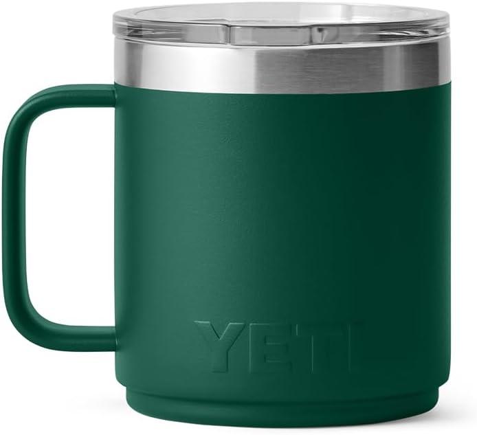 imageYETI Rambler 10 oz Ceramic Lined Stackable Mug Vacuum Insulated Stainless Steel with MagSlider Lid RidgelineBlack Forest Green