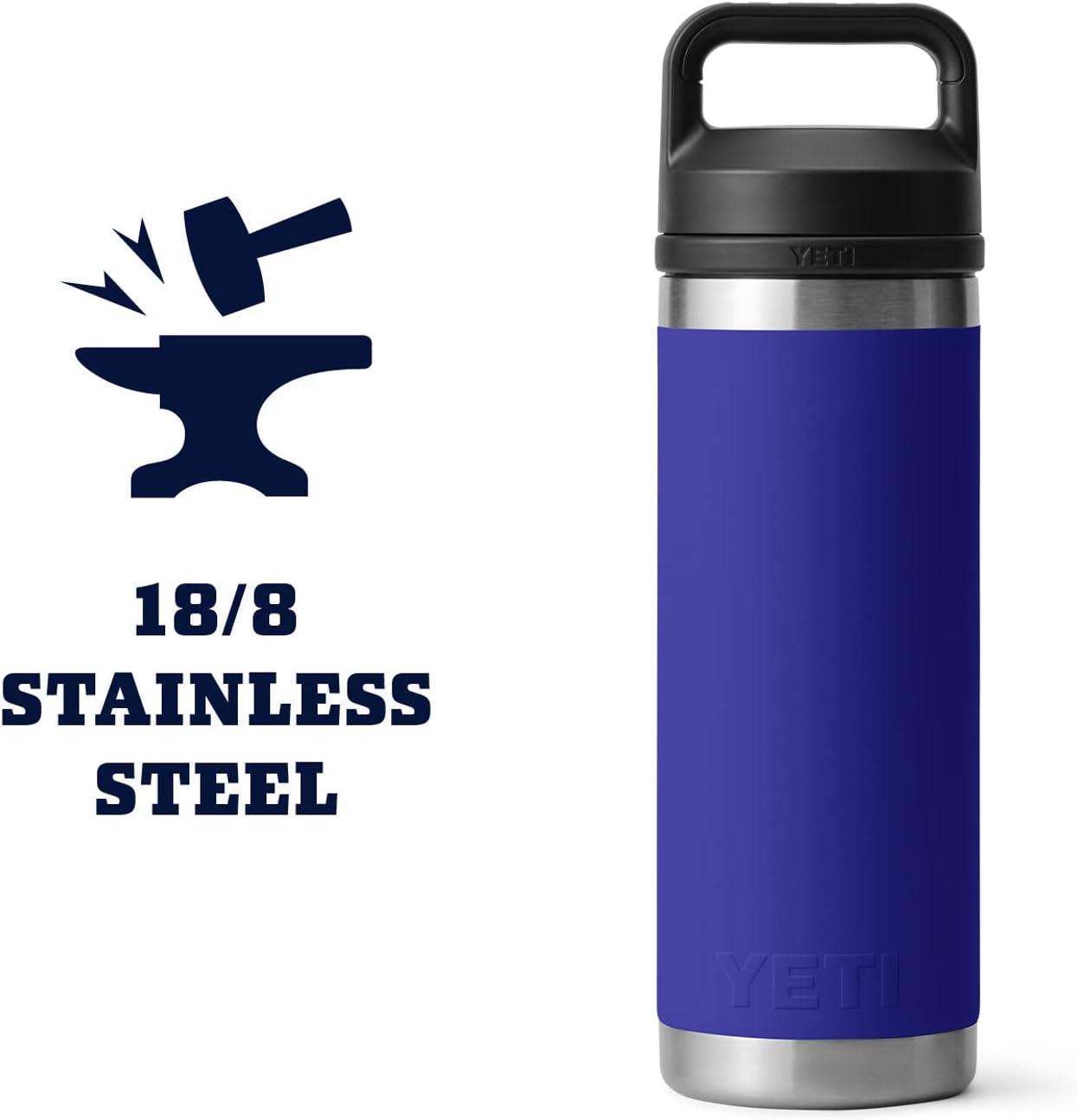 imageYETI Rambler 18 oz Bottle Leakproof Vacuum Insulated Stainless Steel with Chug Cap RidgelineOffshore Blue