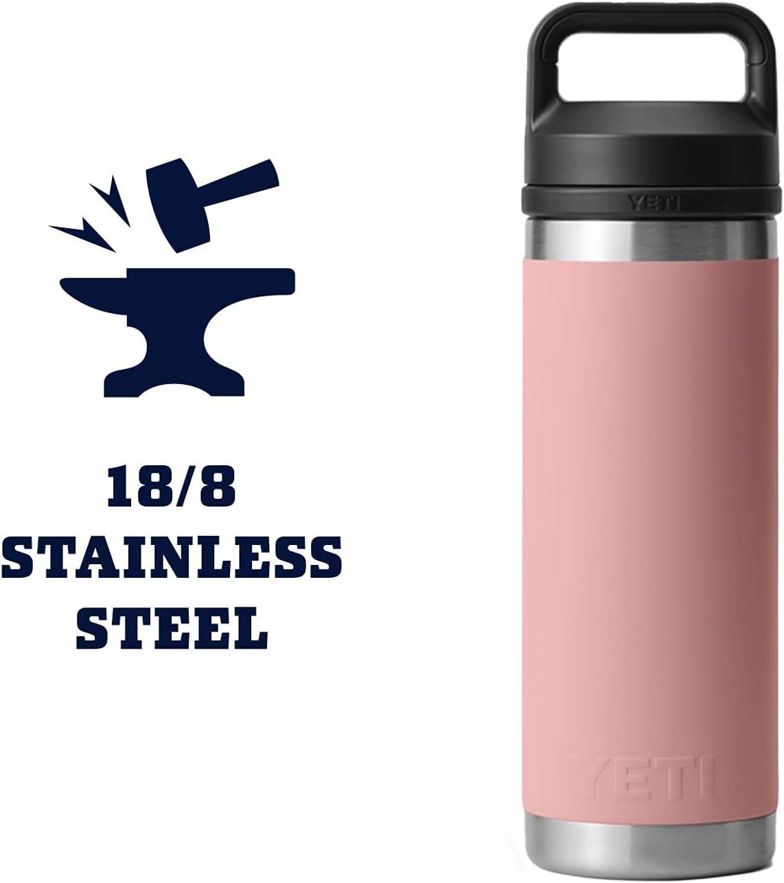 imageYETI Rambler 18 oz Bottle Leakproof Vacuum Insulated Stainless Steel with Chug Cap RidgelineSandstone Pink