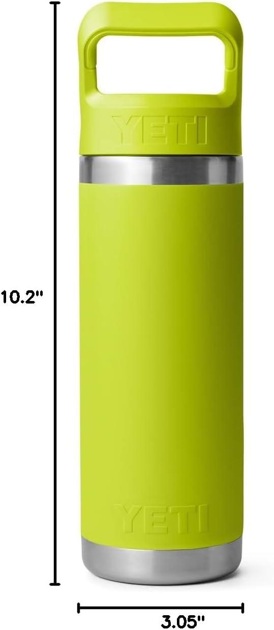 imageYETI Rambler 18 oz Bottle Vacuum Insulated Stainless Steel with Color Matching Straw Cap VenomChartreuse