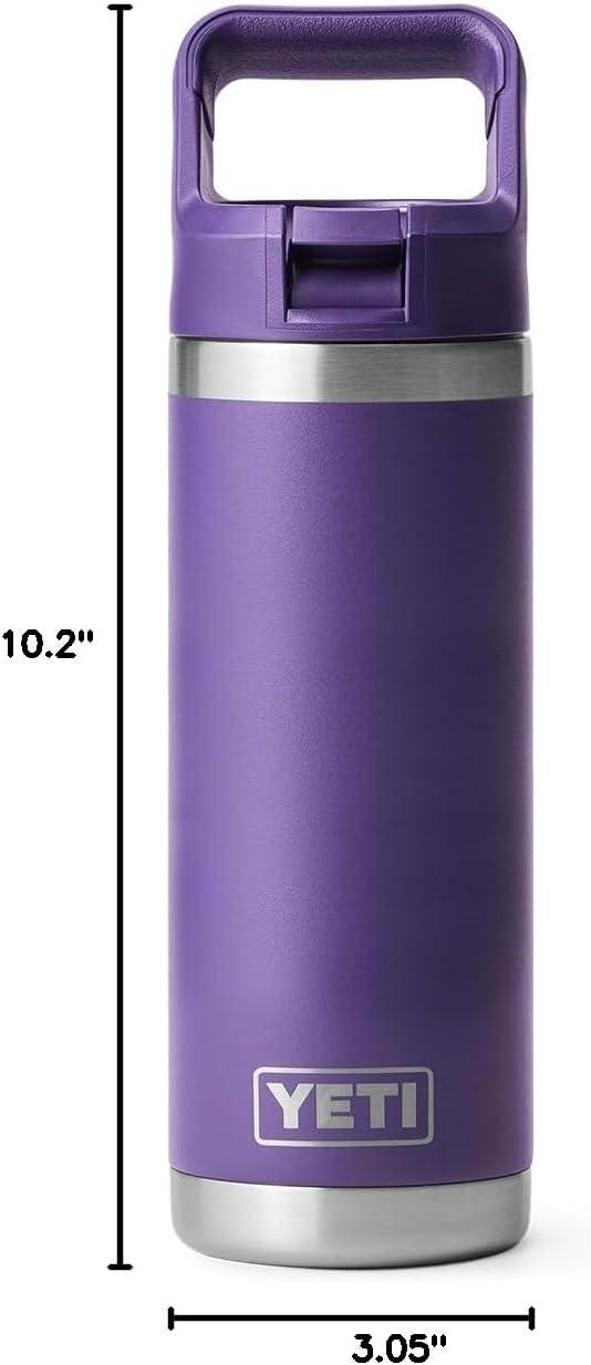 imageYETI Rambler 18 oz Bottle Vacuum Insulated Stainless Steel with Color Matching Straw Cap VenomPeak Purple