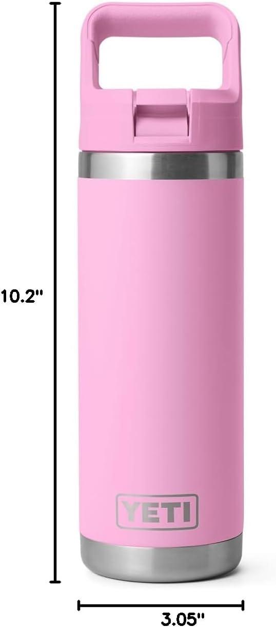 imageYETI Rambler 18 oz Bottle Vacuum Insulated Stainless Steel with Color Matching Straw Cap VenomPower Pink