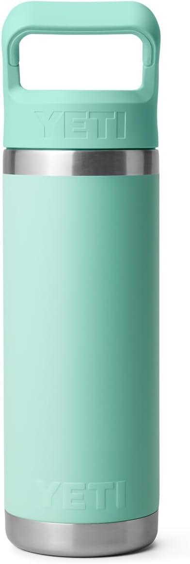 imageYETI Rambler 18 oz Bottle Vacuum Insulated Stainless Steel with Color Matching Straw Cap VenomSeafoam