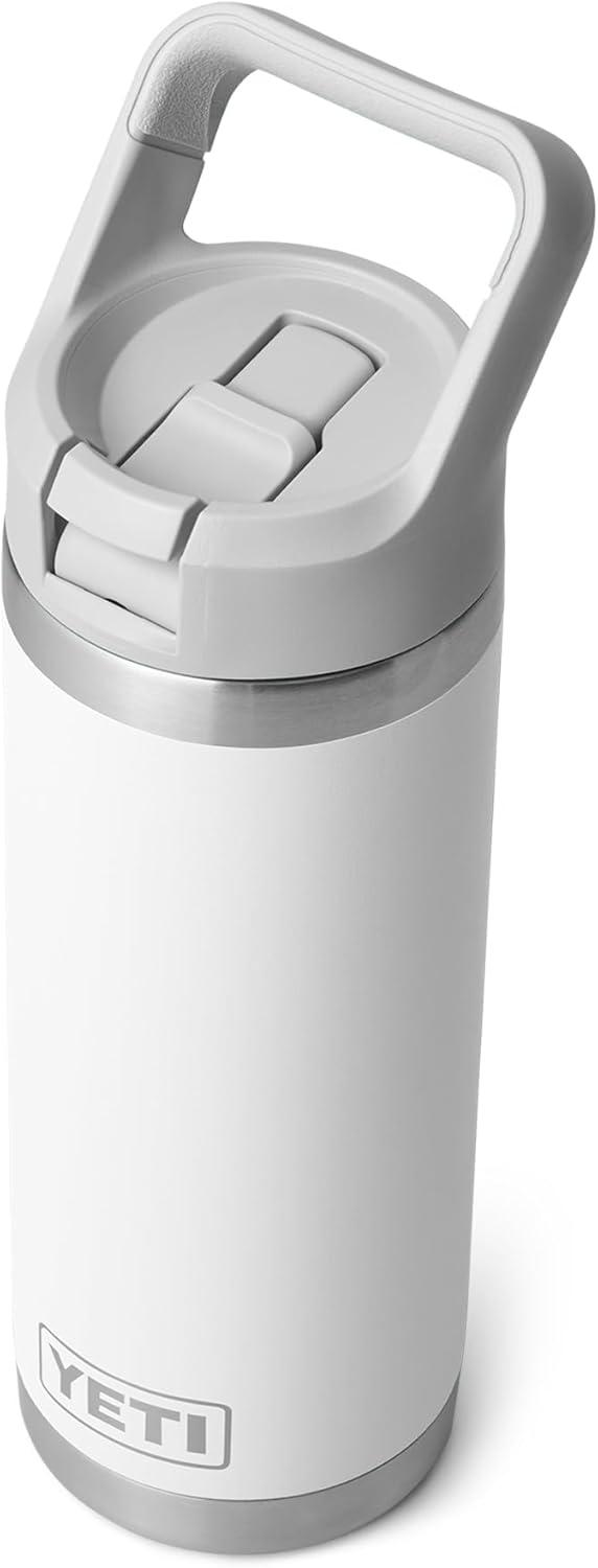 imageYETI Rambler 18 oz Bottle Vacuum Insulated Stainless Steel with Color Matching Straw Cap VenomWhite