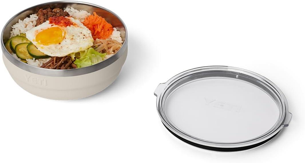 imageYETI Rambler Low Bowl Vacuum Insulated Stackable and Nestable Stainless Steel Bowl with Lid 16 Quart RidgelineCape Taupe