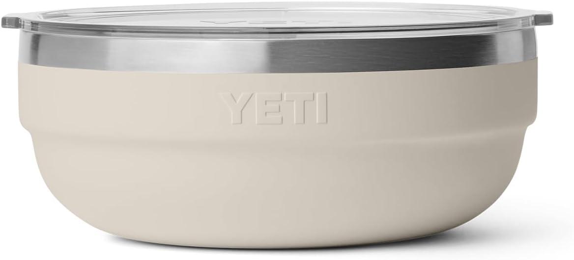 imageYETI Rambler Low Bowl Vacuum Insulated Stackable and Nestable Stainless Steel Bowl with Lid 16 Quart RidgelineCape Taupe