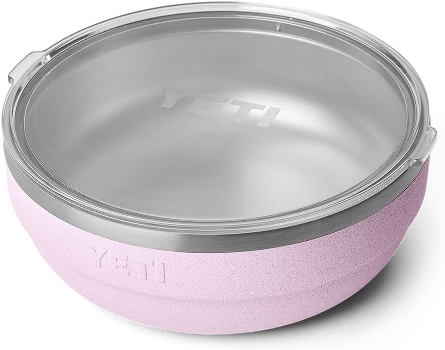 imageYETI Rambler Low Bowl Vacuum Insulated Stackable and Nestable Stainless Steel Bowl with Lid 16 Quart RidgelineCherry Blossom Textured