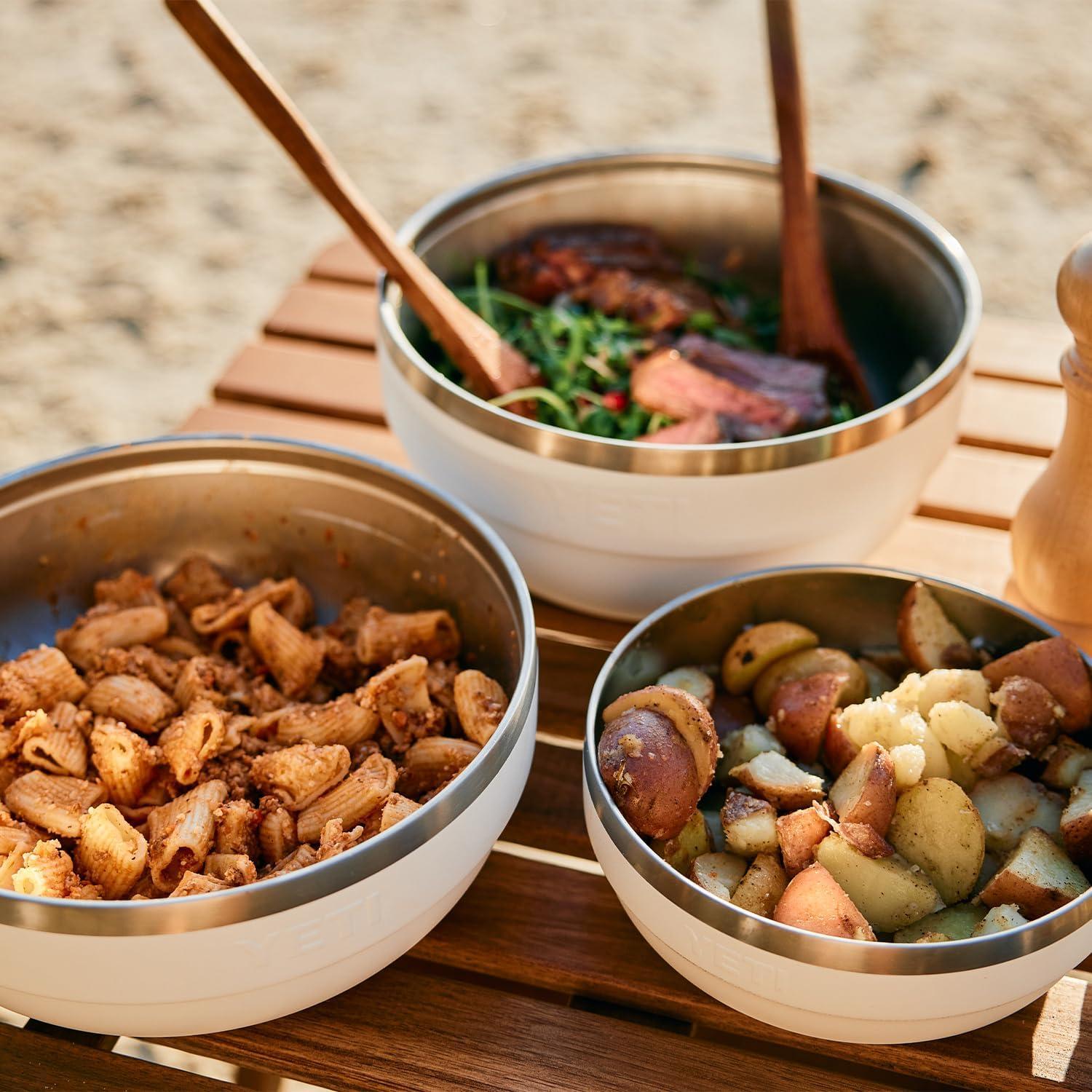 imageYETI Rambler Low Bowl Vacuum Insulated Stackable and Nestable Stainless Steel Bowl with Lid 16 Quart RidgelineCherry Blossom Textured