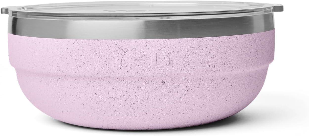 imageYETI Rambler Low Bowl Vacuum Insulated Stackable and Nestable Stainless Steel Bowl with Lid 16 Quart RidgelineCherry Blossom Textured