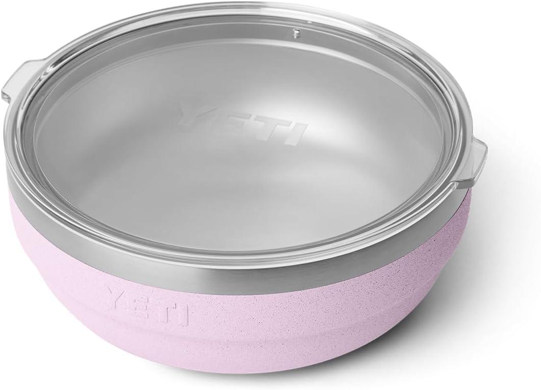 imageYETI Rambler Low Bowl Vacuum Insulated Stackable and Nestable Stainless Steel Bowl with Lid 16 Quart RidgelineCherry Blossom Textured