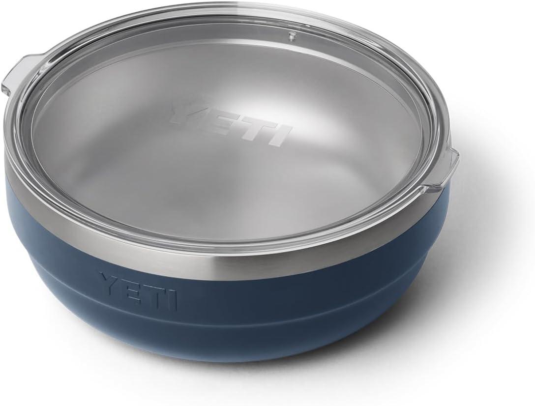 imageYETI Rambler Low Bowl Vacuum Insulated Stackable and Nestable Stainless Steel Bowl with Lid 16 Quart RidgelineNavy