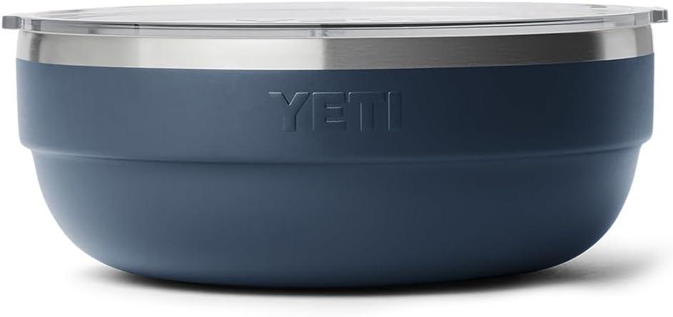 imageYETI Rambler Low Bowl Vacuum Insulated Stackable and Nestable Stainless Steel Bowl with Lid 16 Quart RidgelineNavy