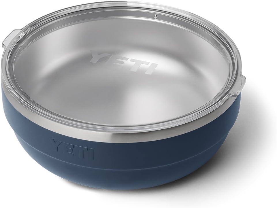 imageYETI Rambler Low Bowl Vacuum Insulated Stackable and Nestable Stainless Steel Bowl with Lid 16 Quart RidgelineNavy