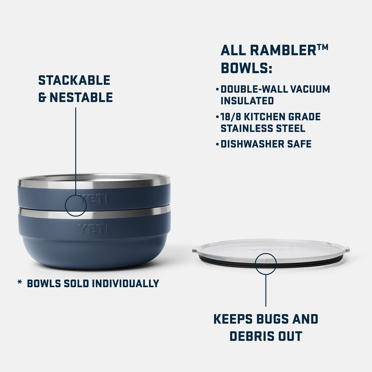imageYETI Rambler Low Bowl Vacuum Insulated Stackable and Nestable Stainless Steel Bowl with Lid 16 Quart RidgelineRidgeline
