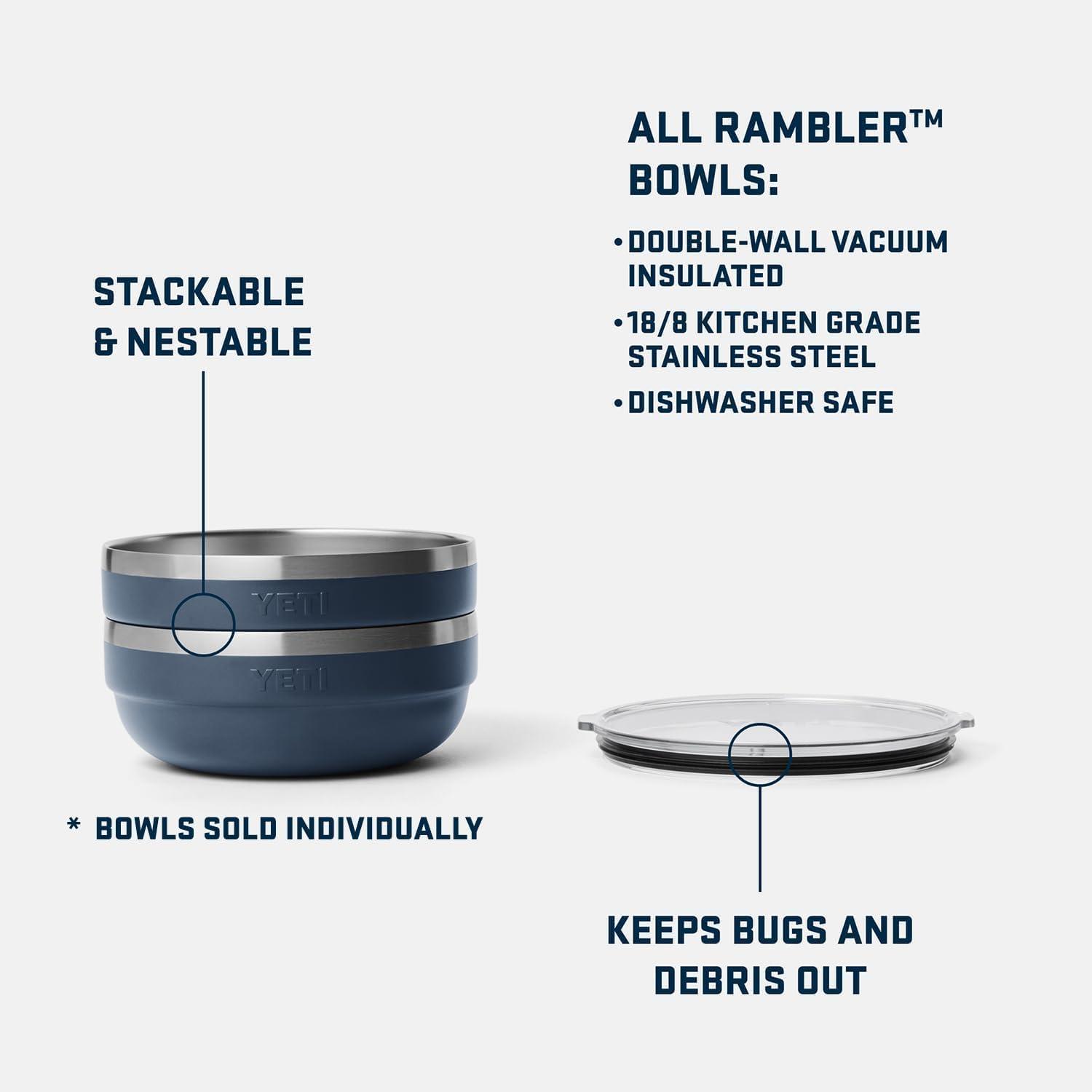 imageYETI Rambler Low Bowl Vacuum Insulated Stackable and Nestable Stainless Steel Bowl with Lid 16 Quart RidgelineRidgeline