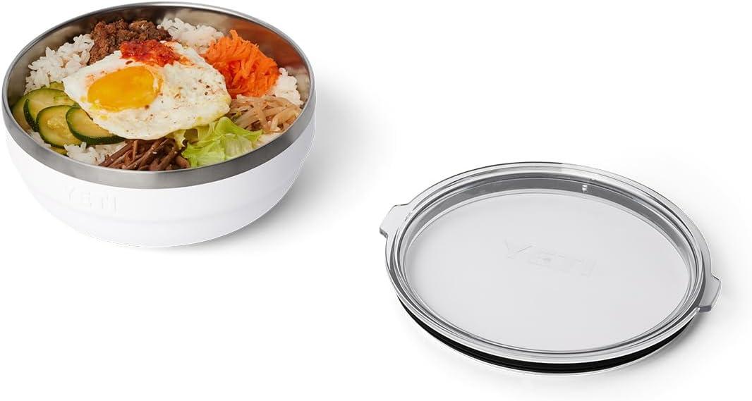 imageYETI Rambler Low Bowl Vacuum Insulated Stackable and Nestable Stainless Steel Bowl with Lid 16 Quart RidgelineWhite