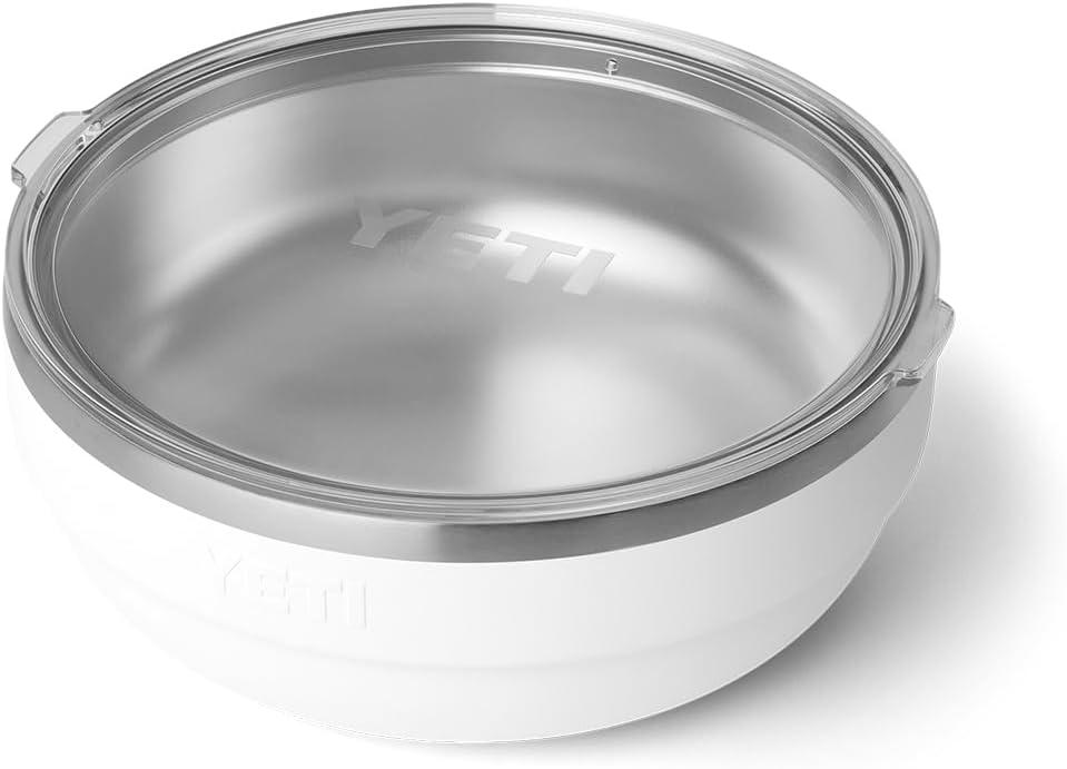 imageYETI Rambler Low Bowl Vacuum Insulated Stackable and Nestable Stainless Steel Bowl with Lid 16 Quart RidgelineWhite