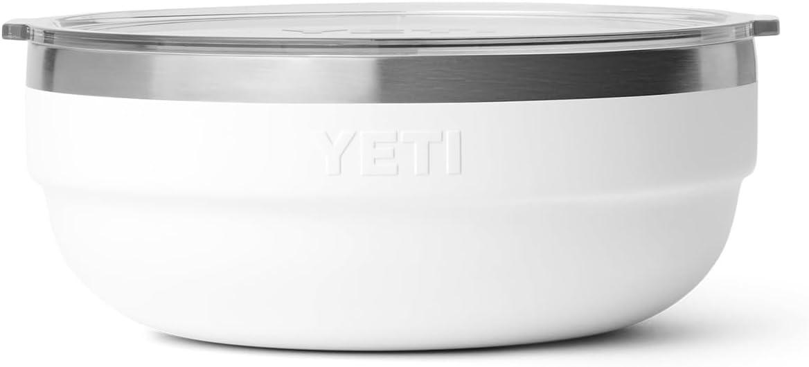 imageYETI Rambler Low Bowl Vacuum Insulated Stackable and Nestable Stainless Steel Bowl with Lid 16 Quart RidgelineWhite