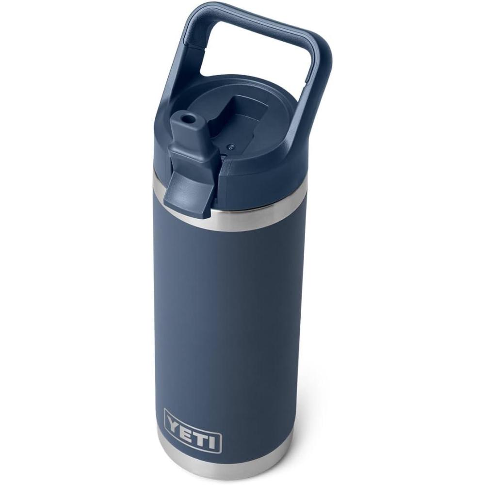 imageYETI Rambler 18 oz Bottle Vacuum Insulated Stainless Steel with Color Matching Straw Cap VenomNavy