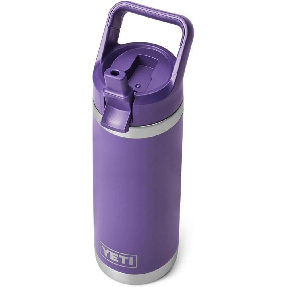 imageYETI Rambler 18 oz Bottle Vacuum Insulated Stainless Steel with Color Matching Straw Cap VenomPeak Purple