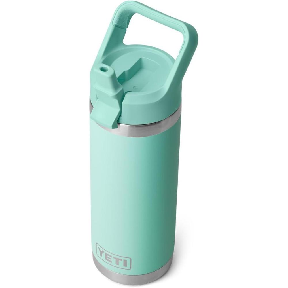 imageYETI Rambler 18 oz Bottle Vacuum Insulated Stainless Steel with Color Matching Straw Cap VenomSeafoam
