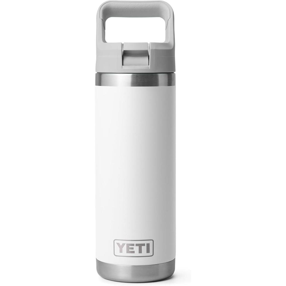 imageYETI Rambler 18 oz Bottle Vacuum Insulated Stainless Steel with Color Matching Straw Cap VenomWhite