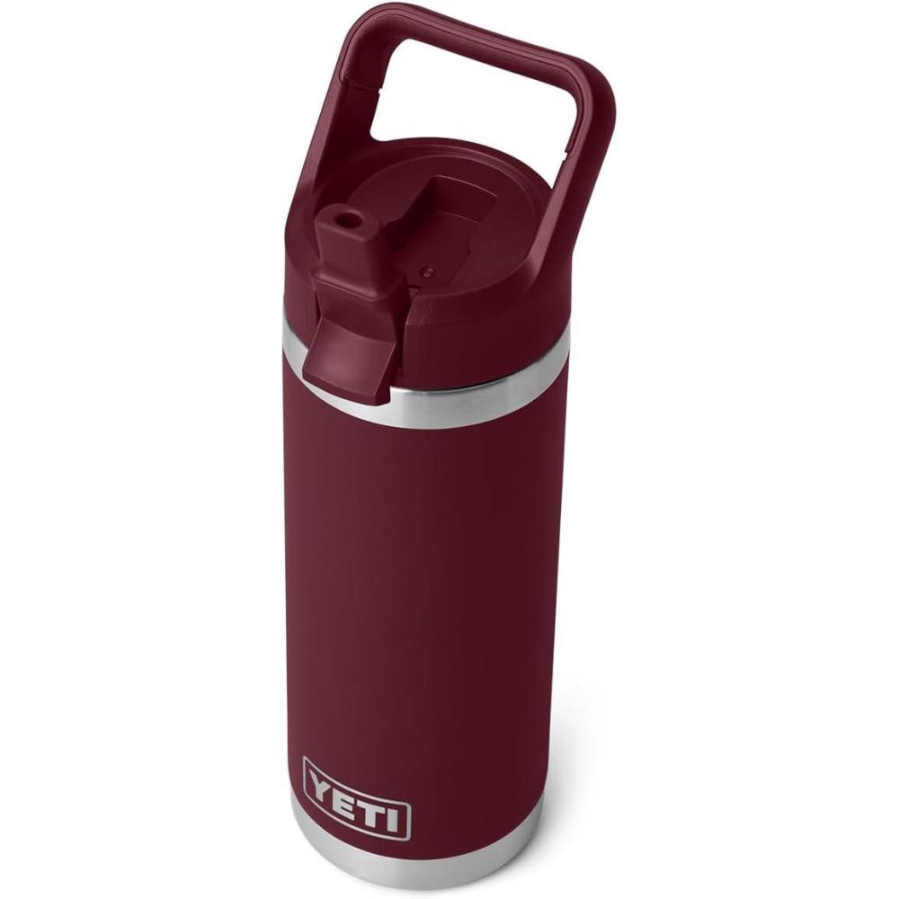 imageYETI Rambler 18 oz Bottle Vacuum Insulated Stainless Steel with Color Matching Straw Cap VenomWild Vine Red