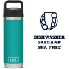YETI Rambler 18 oz Bottle, Leakproof, Vacuum Insulated, Stainless Steel with Chug Cap, Ridgeline(Aquifer Blue)