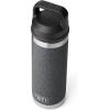 YETI Rambler 18 oz Bottle, Leakproof, Vacuum Insulated, Stainless Steel with Chug Cap, Ridgeline(Black Stone-Textured)