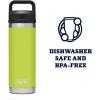 YETI Rambler 18 oz Bottle, Leakproof, Vacuum Insulated, Stainless Steel with Chug Cap, Ridgeline(Chartreuse)