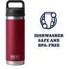 YETI Rambler 18 oz Bottle, Leakproof, Vacuum Insulated, Stainless Steel with Chug Cap, Ridgeline(Harvest Red)