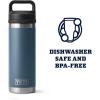 YETI Rambler 18 oz Bottle, Leakproof, Vacuum Insulated, Stainless Steel with Chug Cap, Ridgeline(Nordic Blue)