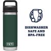YETI Rambler 18 oz Bottle, Leakproof, Vacuum Insulated, Stainless Steel with Chug Cap, Ridgeline(Northwoods Green)