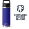 YETI Rambler 18 oz Bottle, Leakproof, Vacuum Insulated, Stainless Steel with Chug Cap, Ridgeline(Offshore Blue)