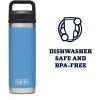 YETI Rambler 18 oz Bottle, Leakproof, Vacuum Insulated, Stainless Steel with Chug Cap, Ridgeline(Pacific Blue)