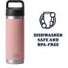 YETI Rambler 18 oz Bottle, Leakproof, Vacuum Insulated, Stainless Steel with Chug Cap, Ridgeline(Sandstone Pink)