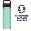 YETI Rambler 18 oz Bottle, Leakproof, Vacuum Insulated, Stainless Steel with Chug Cap, Ridgeline(Seafoam)