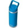 YETI Rambler 18 oz Bottle, Vacuum Insulated, Stainless Steel with Color Matching Straw Cap, Venom(Big Wave Blue)