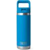 YETI Rambler 18 oz Bottle, Vacuum Insulated, Stainless Steel with Color Matching Straw Cap, Venom(Big Wave Blue)