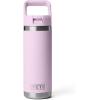 YETI Rambler 18 oz Bottle, Vacuum Insulated, Stainless Steel with Color Matching Straw Cap, Venom(Cherry Blossom – Textured)