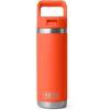 YETI Rambler 18 oz Bottle, Vacuum Insulated, Stainless Steel with Color Matching Straw Cap, Venom(Papaya)