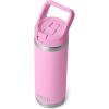 YETI Rambler 18 oz Bottle, Vacuum Insulated, Stainless Steel with Color Matching Straw Cap, Venom(Power Pink)