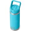YETI Rambler 18 oz Bottle, Vacuum Insulated, Stainless Steel with Color Matching Straw Cap, Venom(Reef Blue)