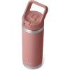 YETI Rambler 18 oz Bottle, Vacuum Insulated, Stainless Steel with Color Matching Straw Cap, Venom(Sandstone Pink)