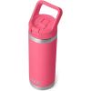 YETI Rambler 18 oz Bottle, Vacuum Insulated, Stainless Steel with Color Matching Straw Cap, Venom(Tropical Pink)