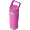 YETI Rambler 18 oz Bottle, Vacuum Insulated, Stainless Steel with Color Matching Straw Cap, Venom(Wildflower Fuchsia)