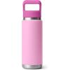 YETI Rambler 26 oz Bottle, Vacuum Insulated, Stainless Steel with Color Matching Straw Cap(Power Pink/Wildflower)