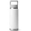YETI Rambler 26 oz Bottle, Vacuum Insulated, Stainless Steel with Color Matching Straw Cap(White)